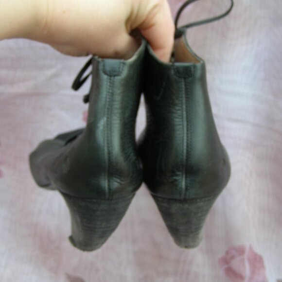 MARSELL size 40/9-9.5 Black Leather lace up Open toe shoes USED - need repair - Picture 5 of 16